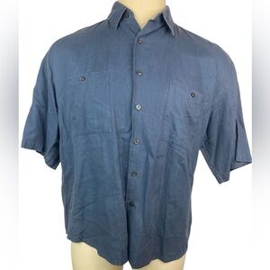 Utopia Men's Blue Linen Blend Short Sleeve Shirt Large